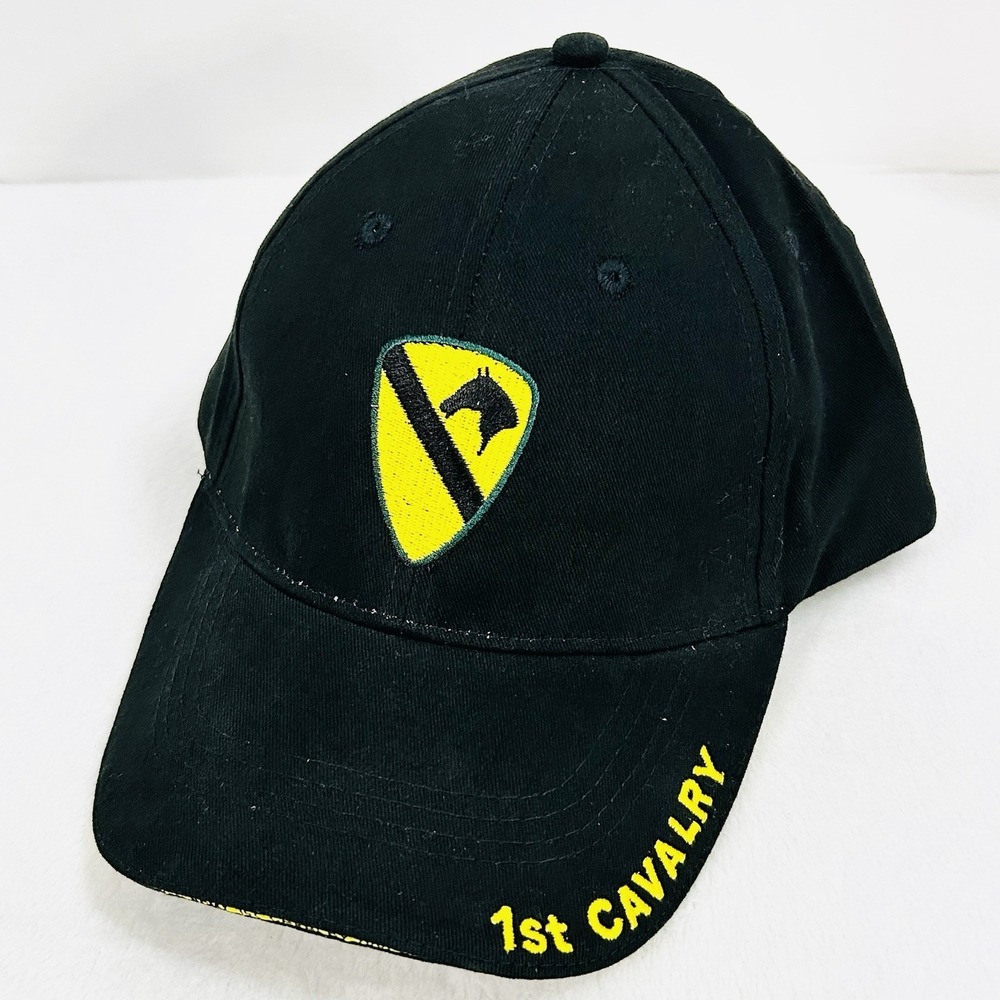 First Team Cavalry Division U.S. Army Hat Cap Adjustable Strapback Black